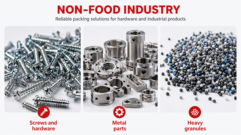 Shatterproof Packaging Machine for Fragile Products | Chips, Frozen Food & Screw Packing Solution 3 non food packaging machine applications for screws metal parts and heavy granules