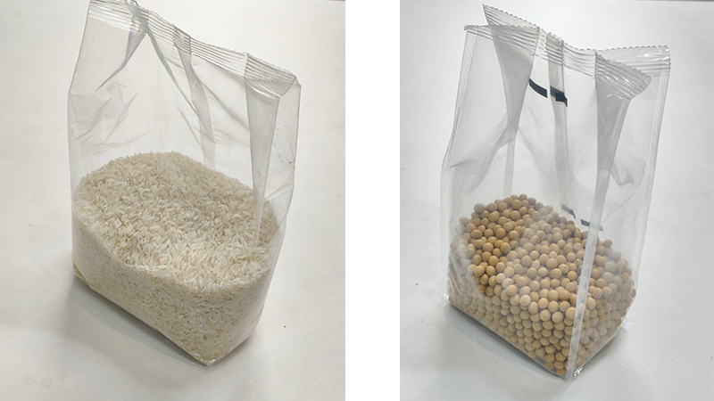 Rice Packing Machine Guide: 4 Head Linear Weigher + Vertical Packaging Machine for Automatic Rice Packaging 2 rice bags packed by automatic rice packing machine